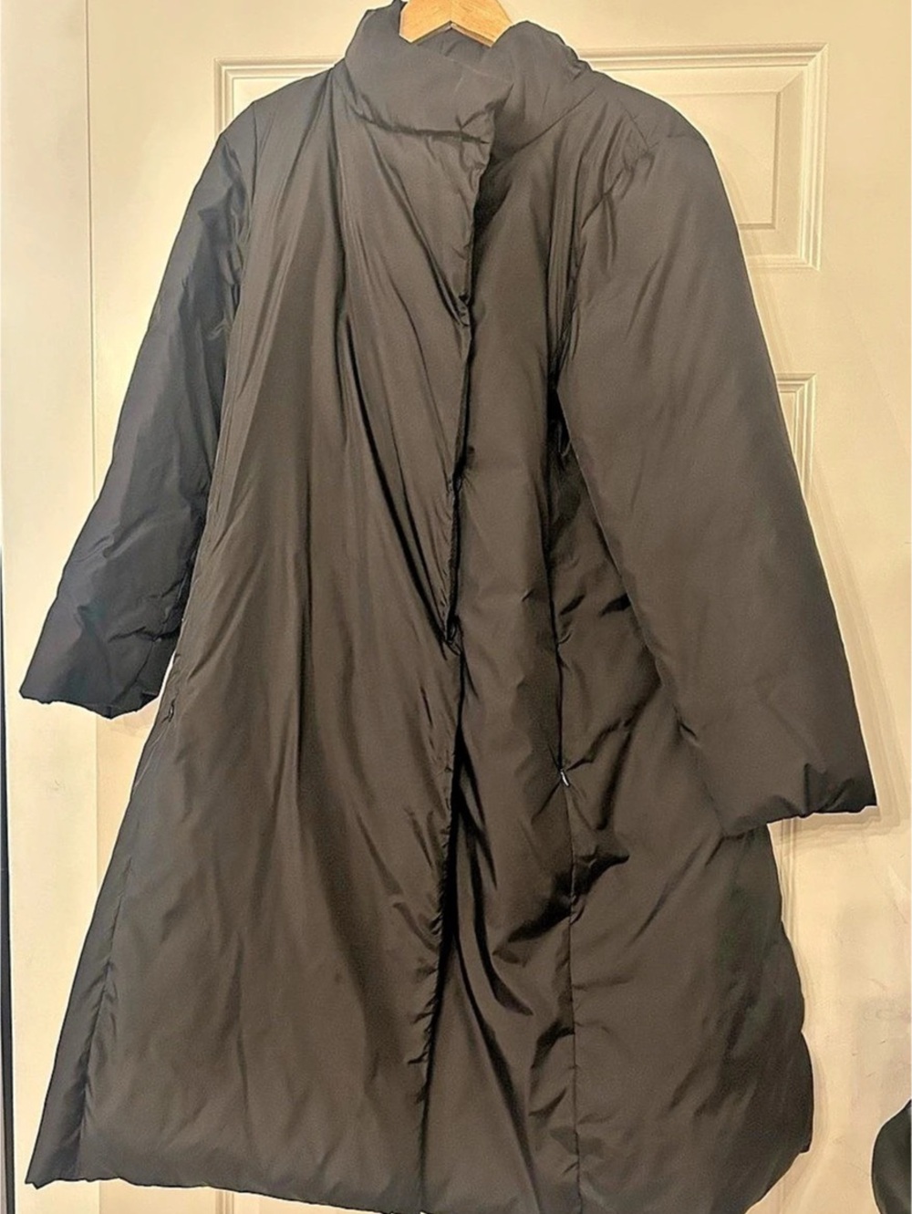 Eileen Fisher Stand Collar Puffer Coat Black Medium